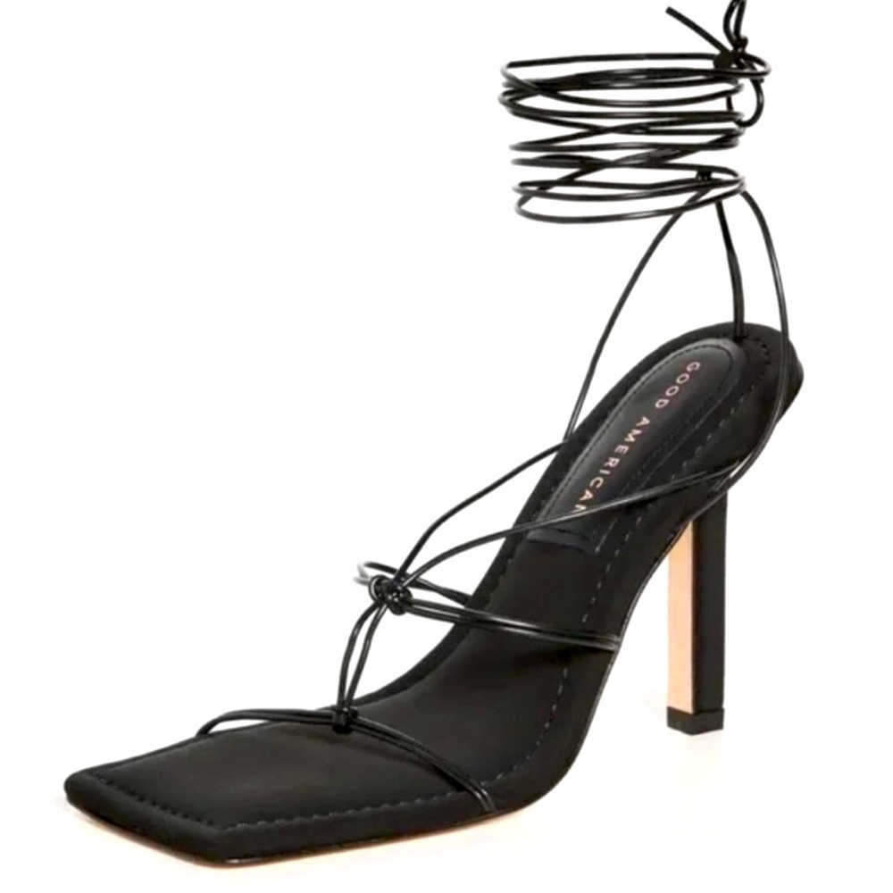 Good American Cage Slanted Strappy Sandal